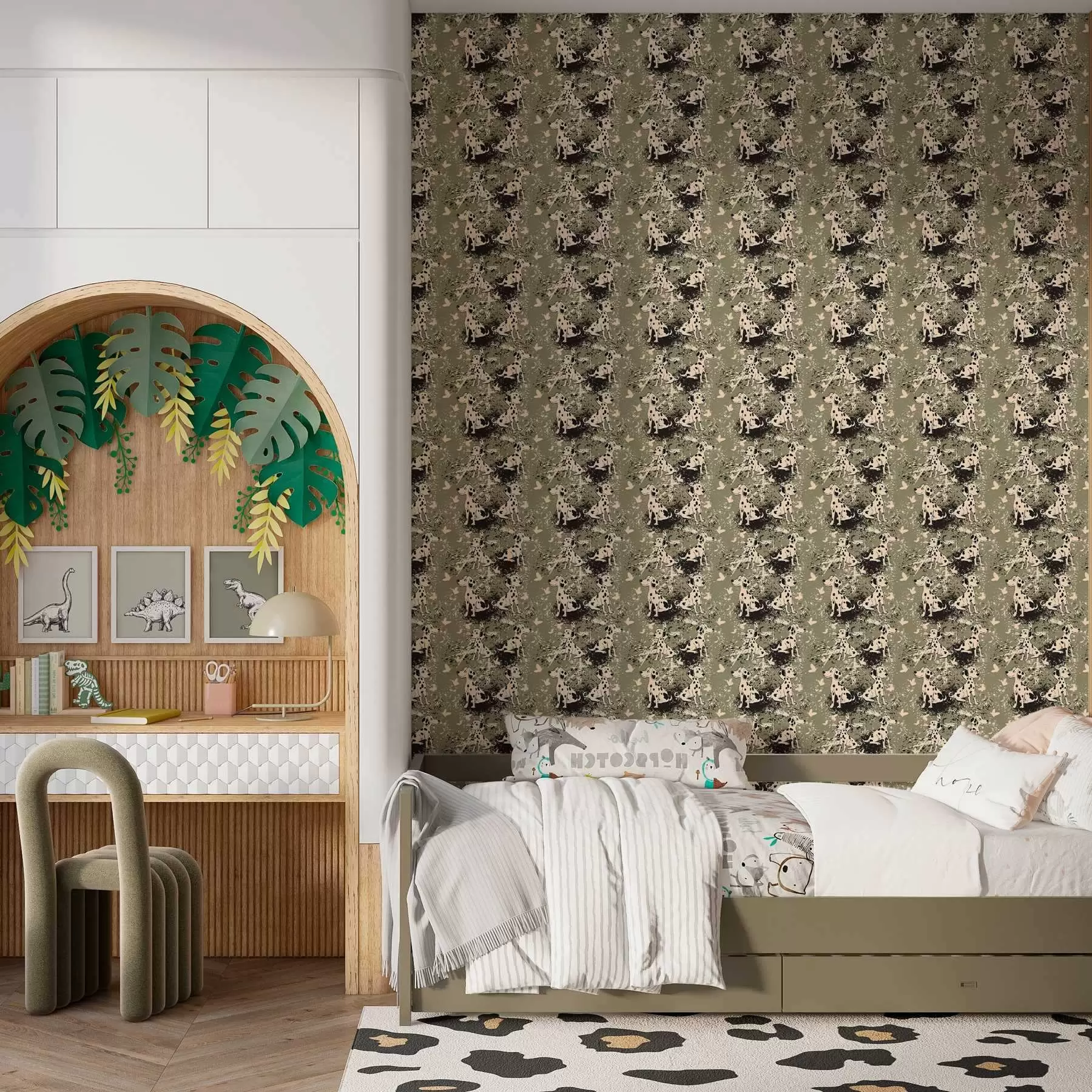 wall murals Dalmatians on an olive background a00122