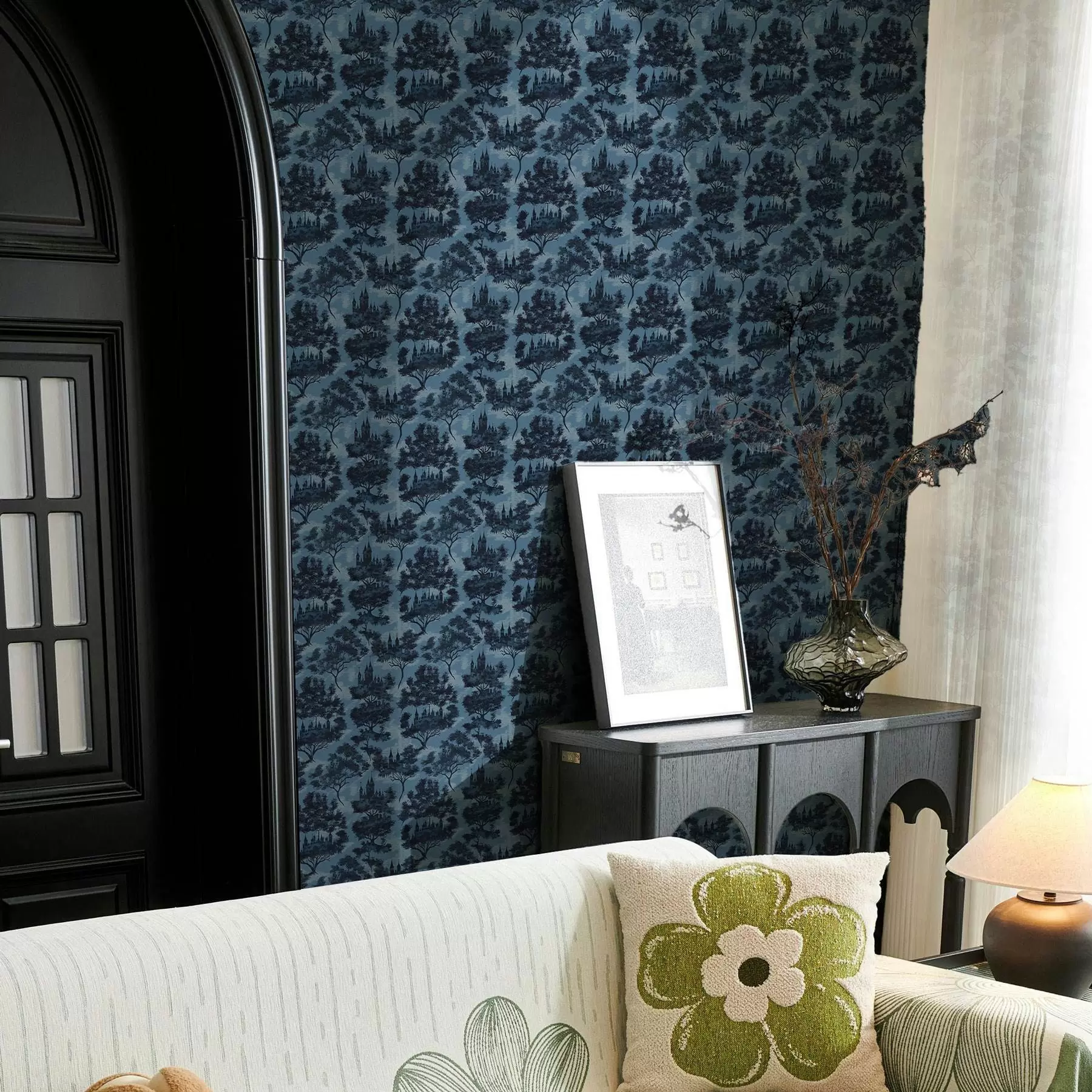 wall murals Gothic castles among the trees in the night forest a00130v1