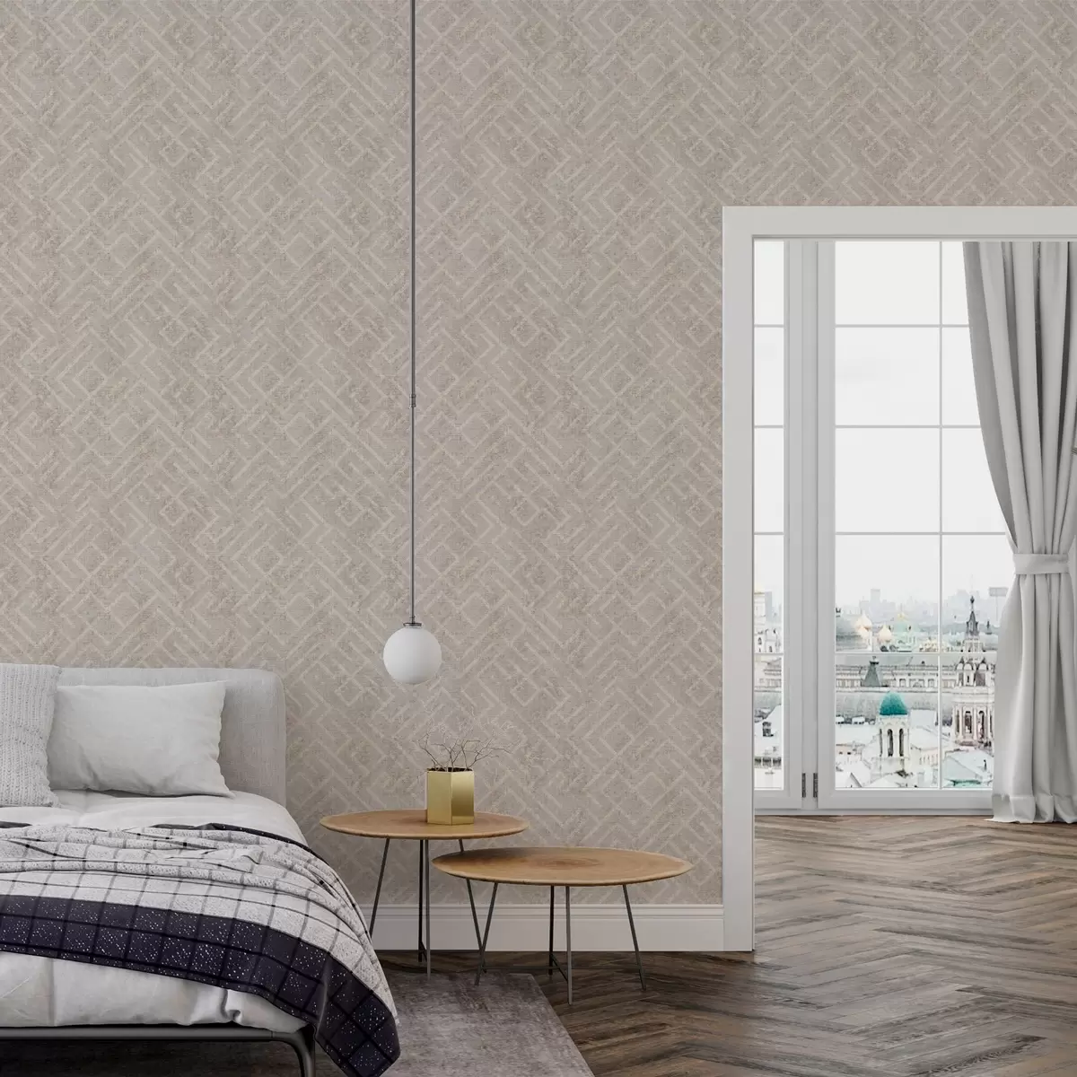 Wallpaper Retro pattern on a grey and beige background a00142