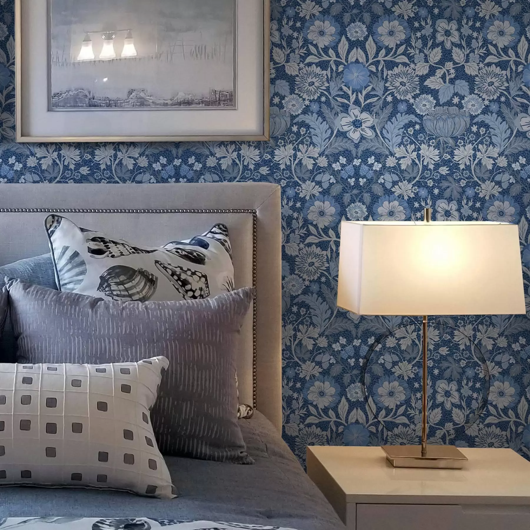 wall murals Blue botanical print in vintage style a00145v2