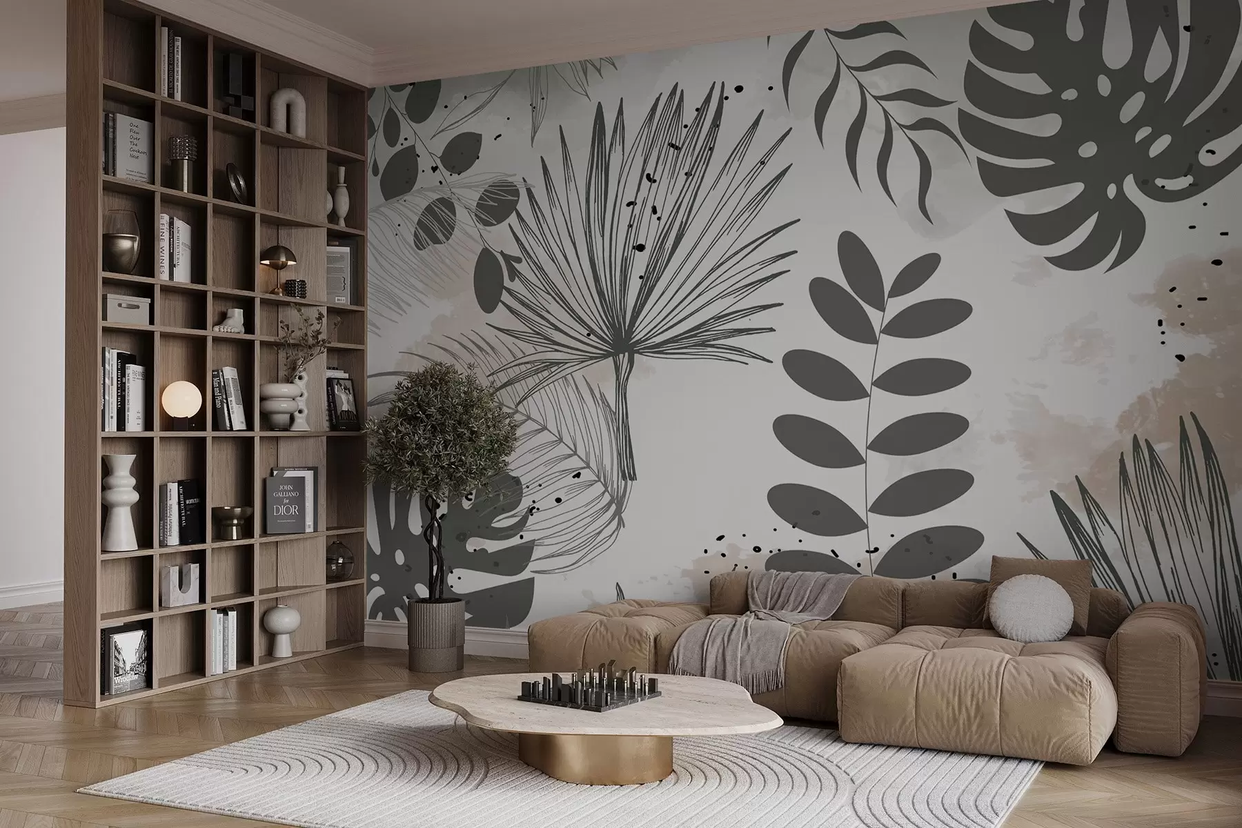 wall murals Tropical leaves w03886