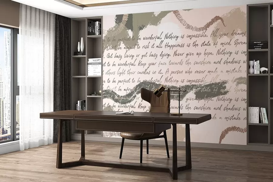 wall murals Design with inspirational quotes, abstraction, natural colors w03909