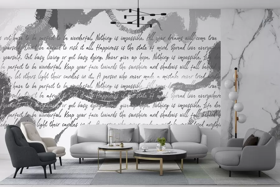 wall murals Design with inspirational quotes, abstraction, grey colors w03909v4