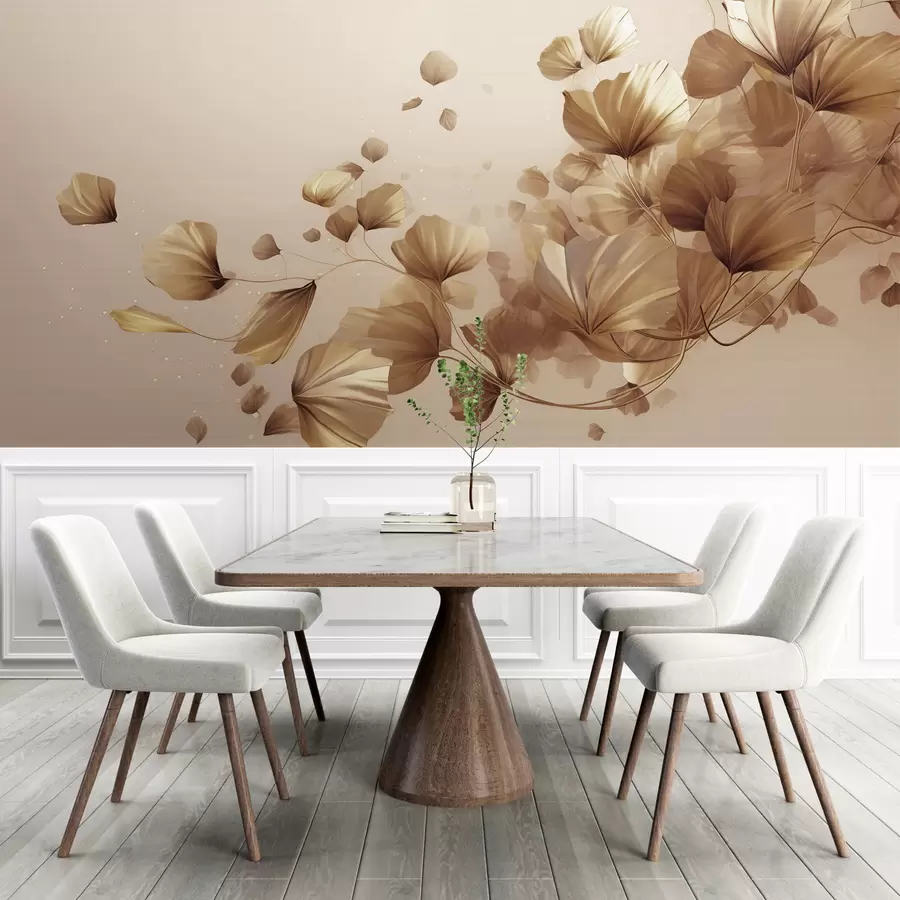 wall murals suspended mid-air, subtle glow, hand-drawn textures with pastel gradients, vintage paper background, abstract floral time loop w03947v1