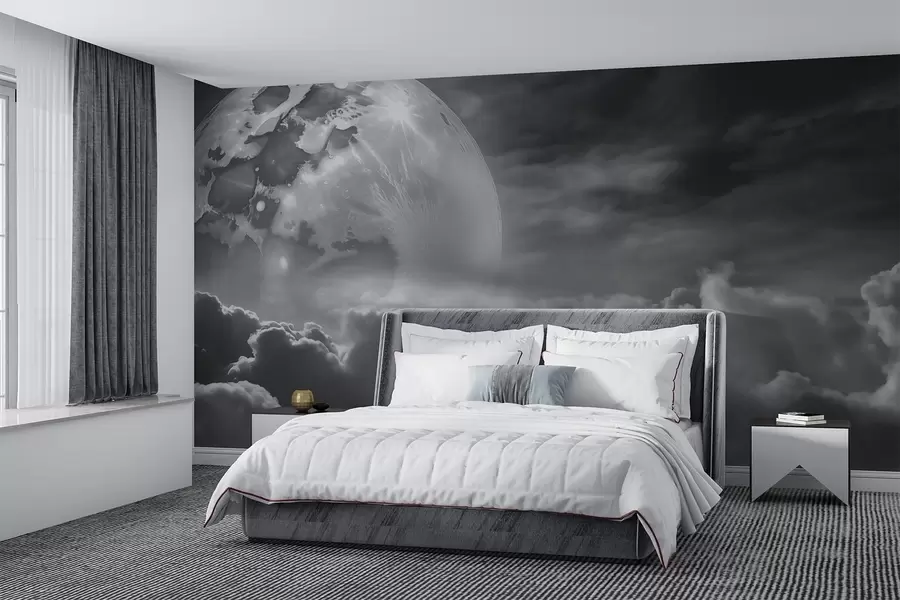 wall murals Moon above the clouds w03921