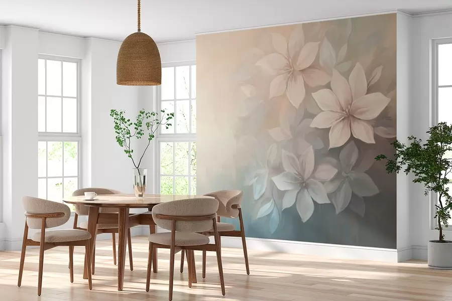 wall murals elegant flowers in the style of oil painting w03770