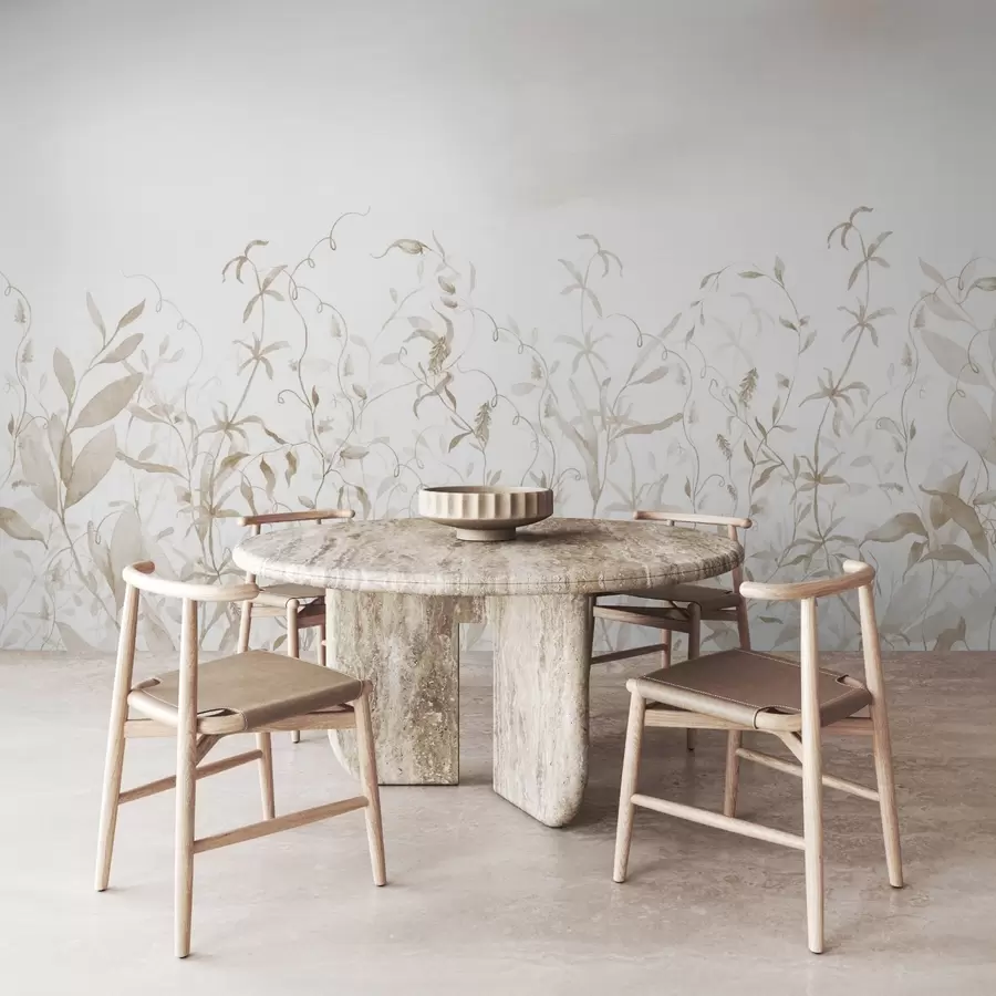 wall murals Vegetation imitation of textured watercolor, shades of  beige w03928v3