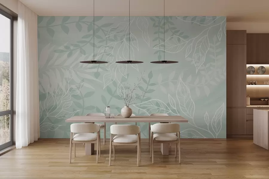 wall murals Contoured leaves w03984v2
