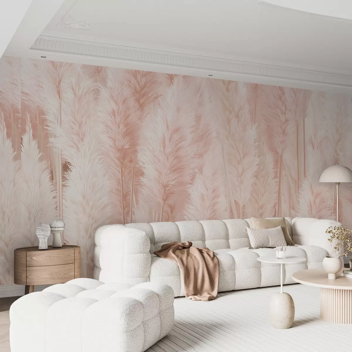 wall murals Pampas grass in soft pink tones w09126v1