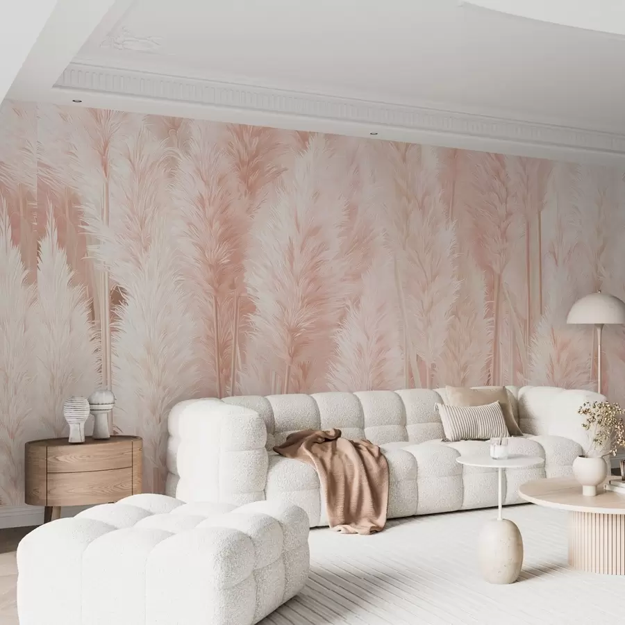 wall murals Pampas grass in soft pink tones w09126v1