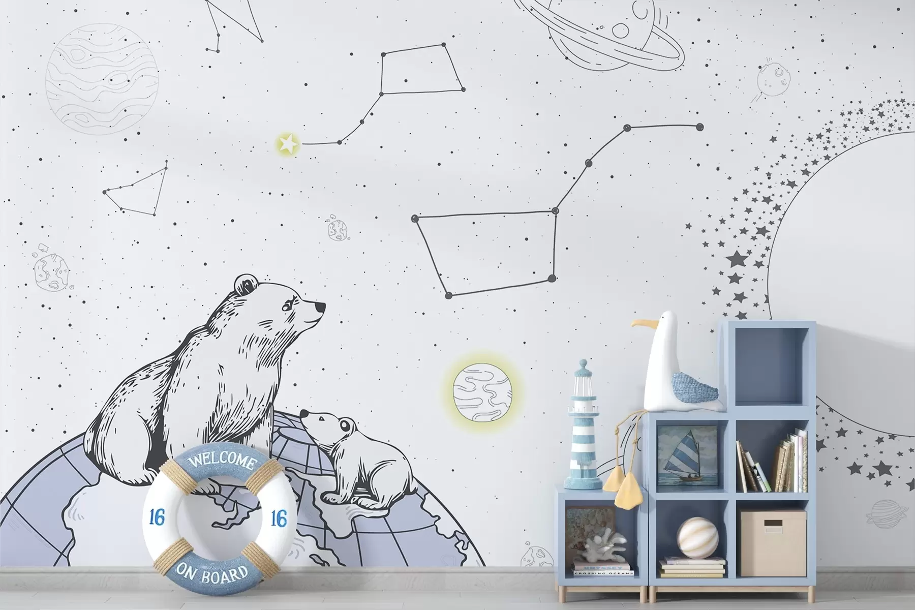 wall murals Bears and stars, astronomy, starry sky w04002