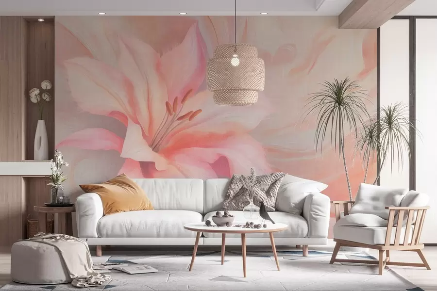 wall murals Lily flower fluid abstraction, floral, colorful drawing w04006