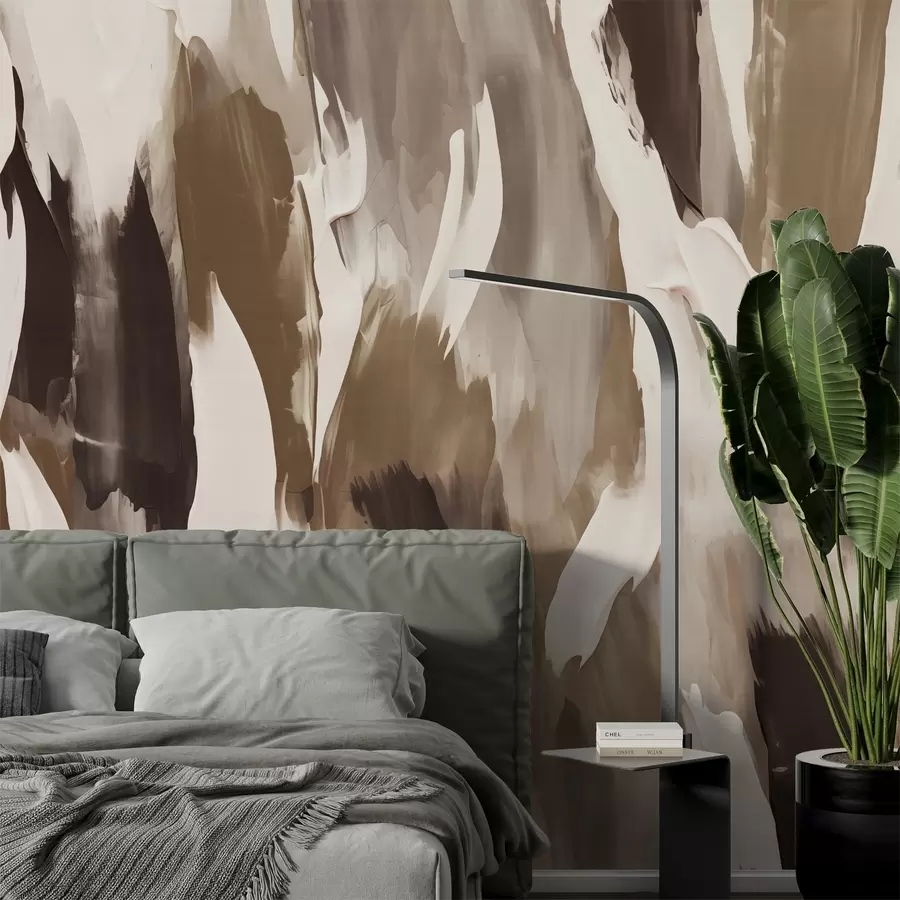 wall murals bstract texture of warm earthy tones — cream, caramel, and coffee — blended into flowing brushstrokes full of depth and softness w04035v2