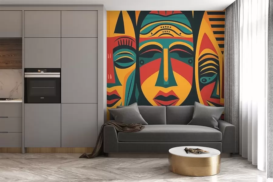 wall murals African masks w04043v2
