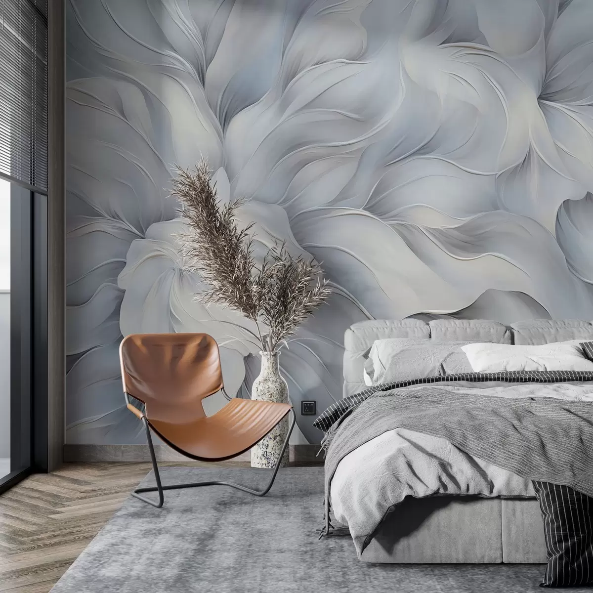 wall murals Abstract butterfly style flowers in burgundy color w04045