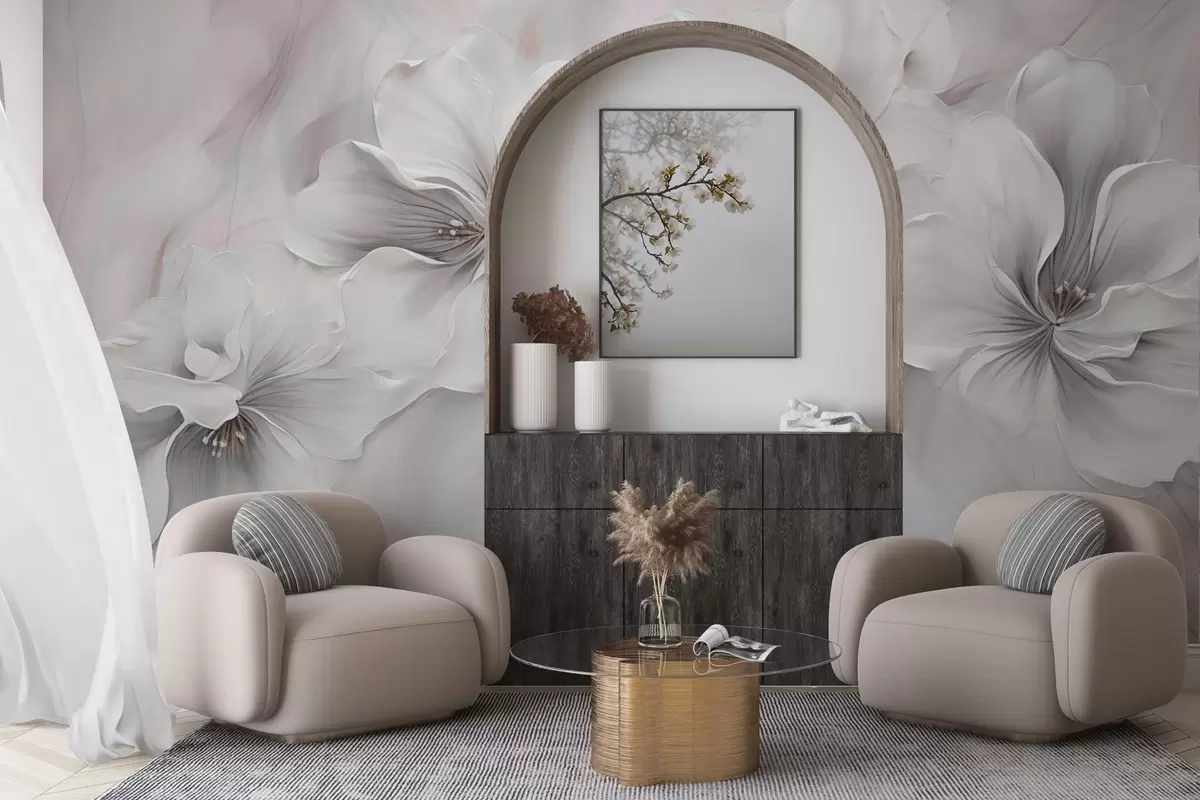 wall murals Oil painting flowers on pink background w04047v1