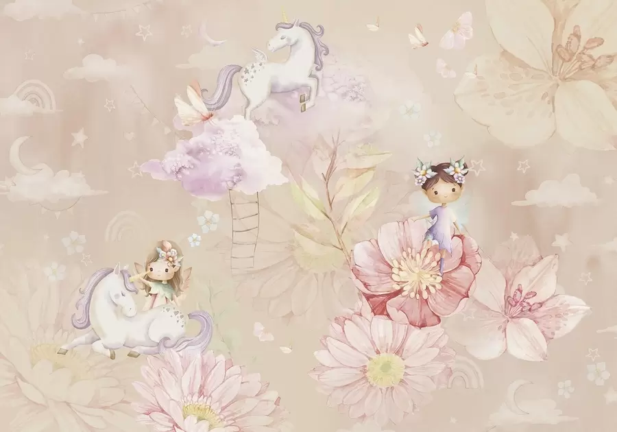 wall murals Fairy fairies and unicorn w04051