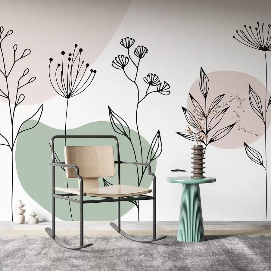 wall murals Boho floral outline w04080v2