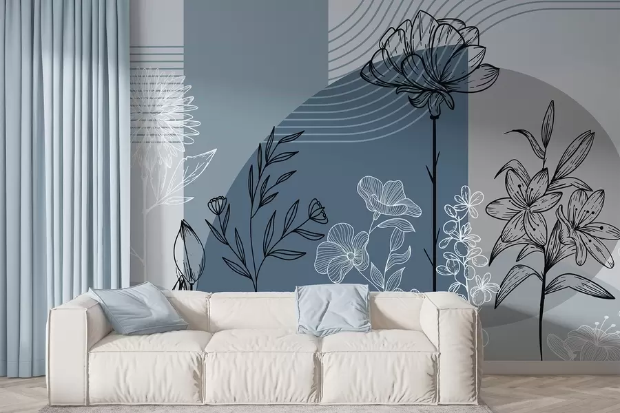 wall murals Boho floral outline w04081v1