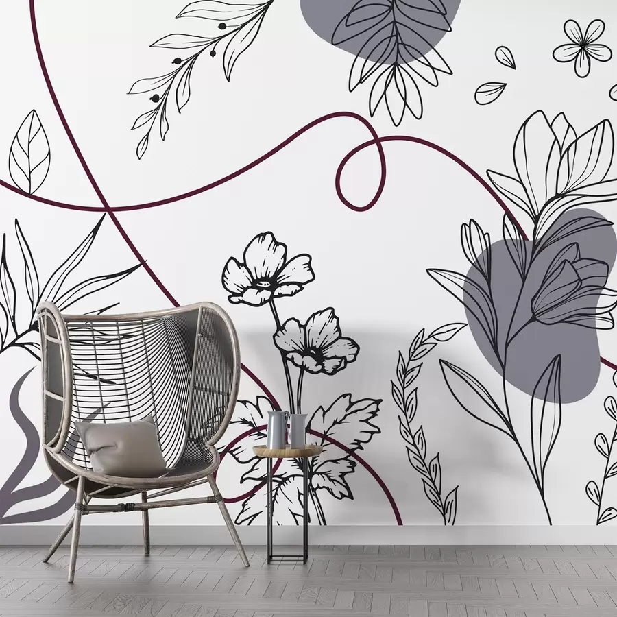 wall murals Boho floral outline w04082v1