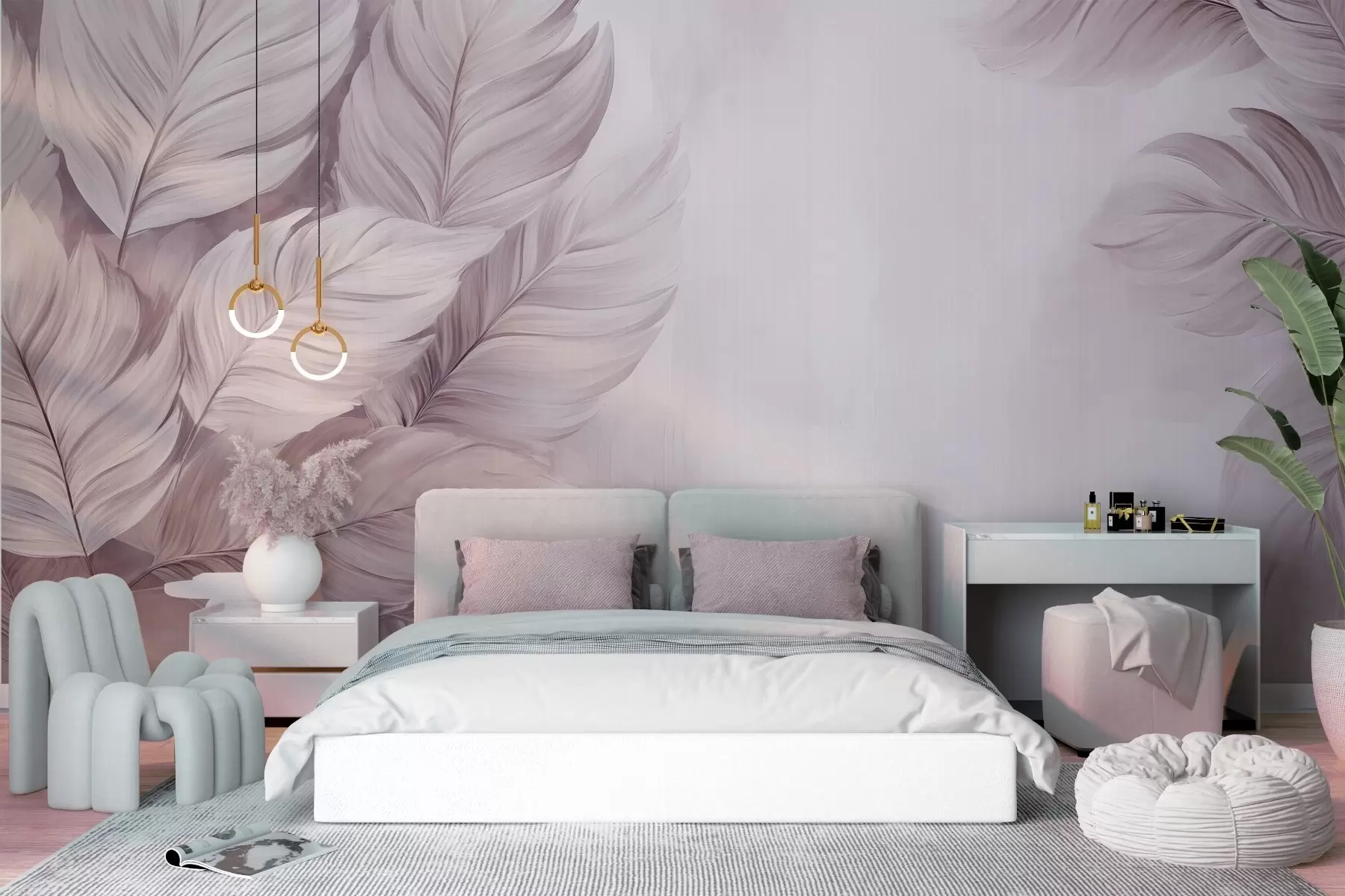 wall murals Pastel leaves w09175v1