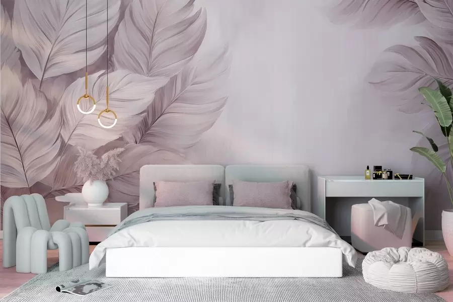 wall murals Pastel leaves w09175v1
