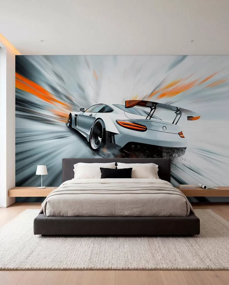 wall murals a dynamic sports car that rushes through space w04074