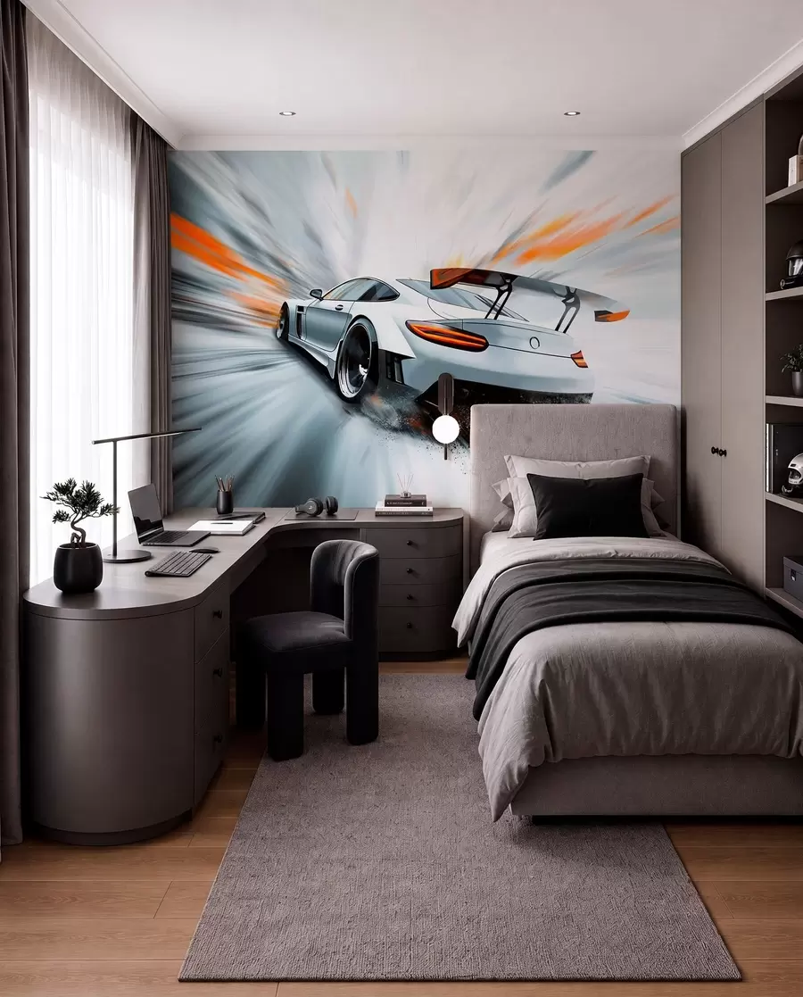 wall murals a dynamic sports car that rushes through space w04074
