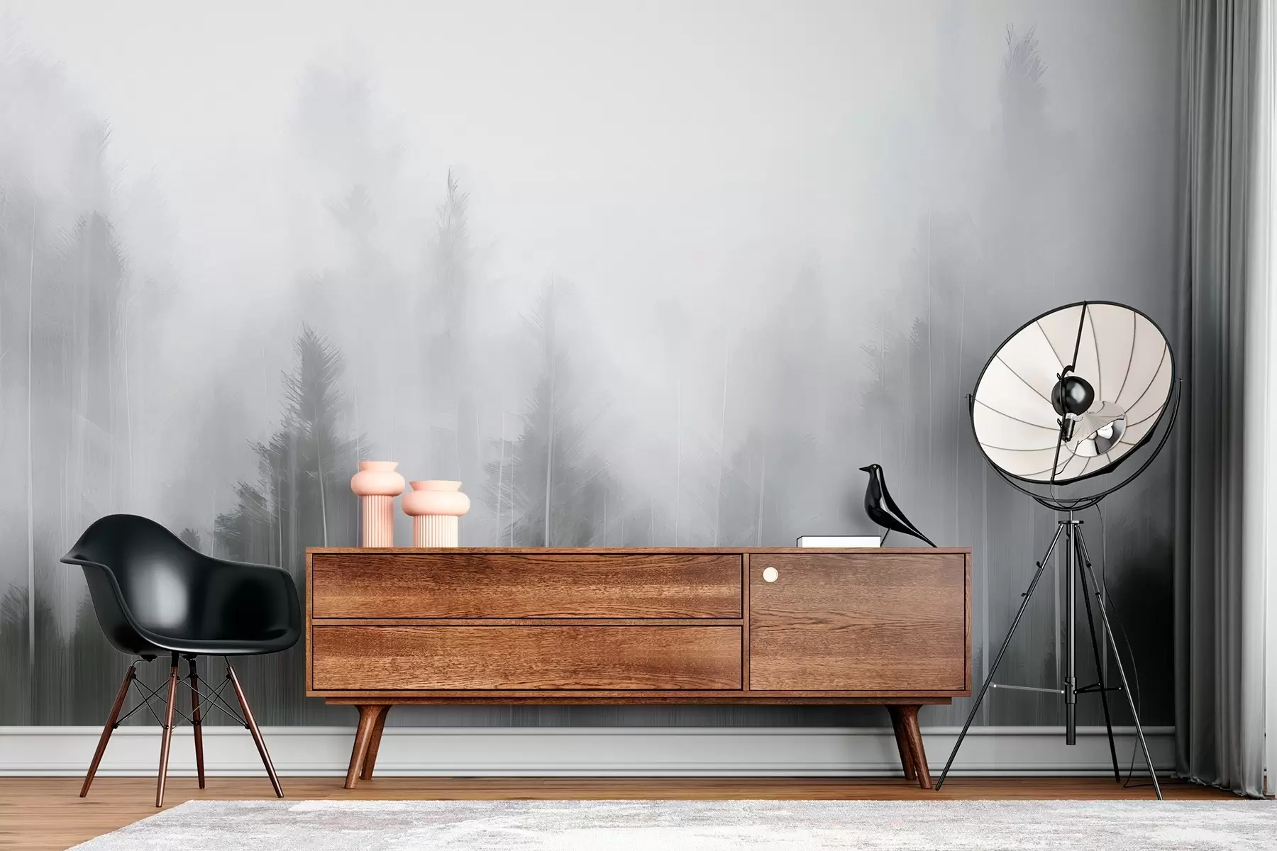 wall murals Coniferous forest imitation painting w04104