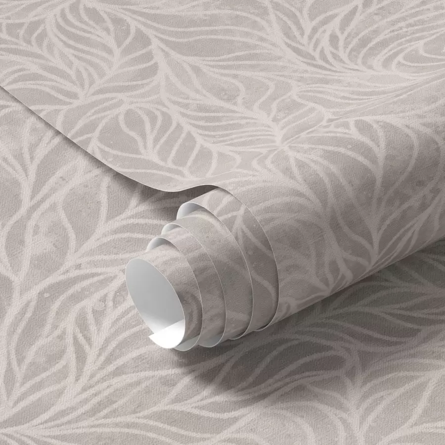 wall murals Beige abstract texture with smooth lines of leaves a00179