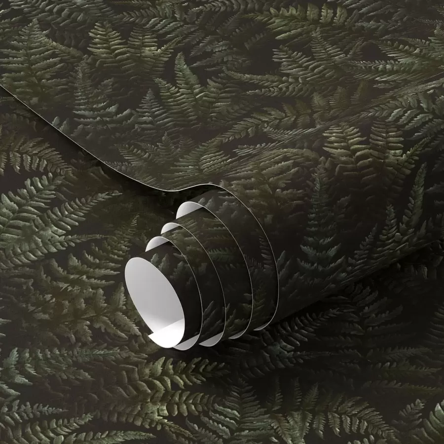 wall murals Dark fern, forest ornament, night colors a00214