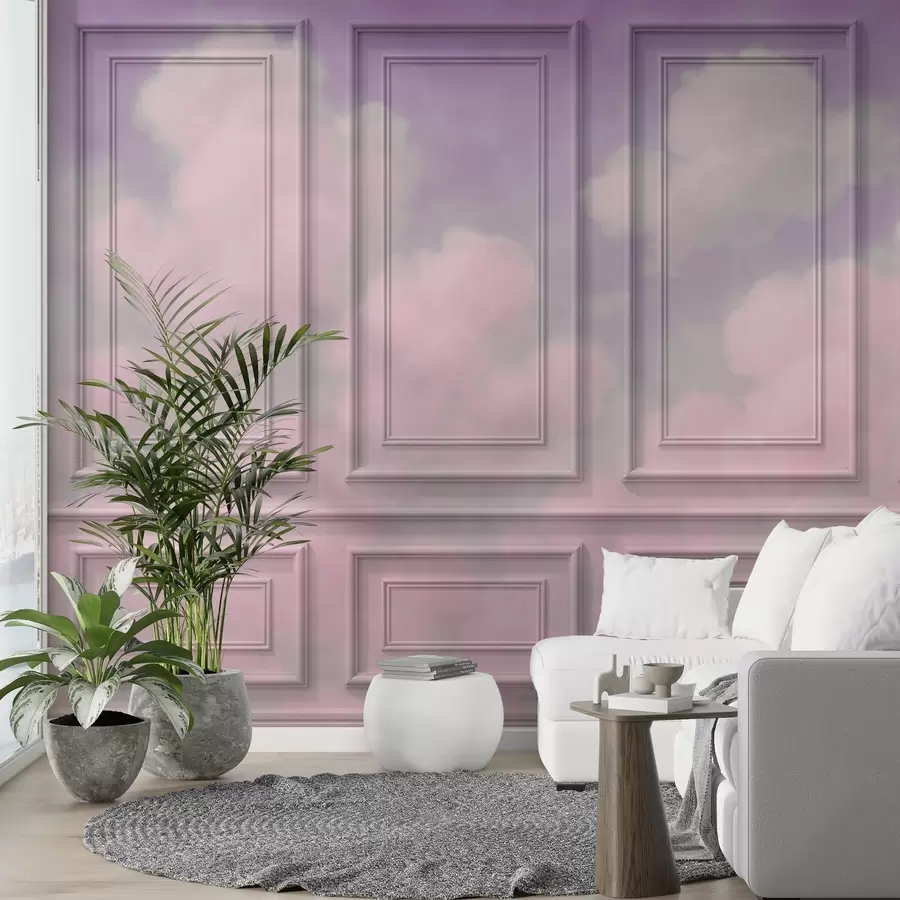 wall murals Moulding imitation with airy clouds w04110v3