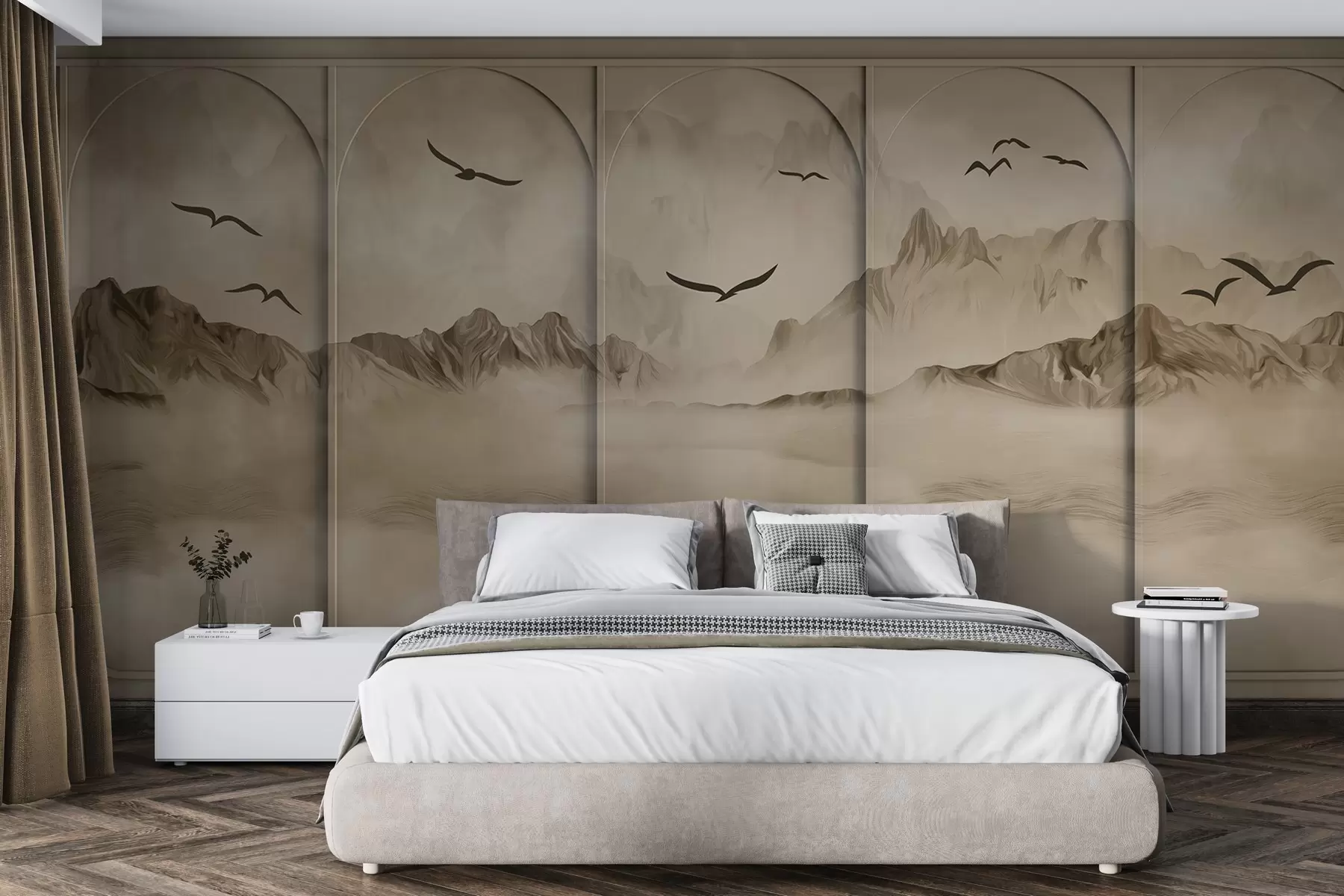 wall murals Mountains through panels w04134v1