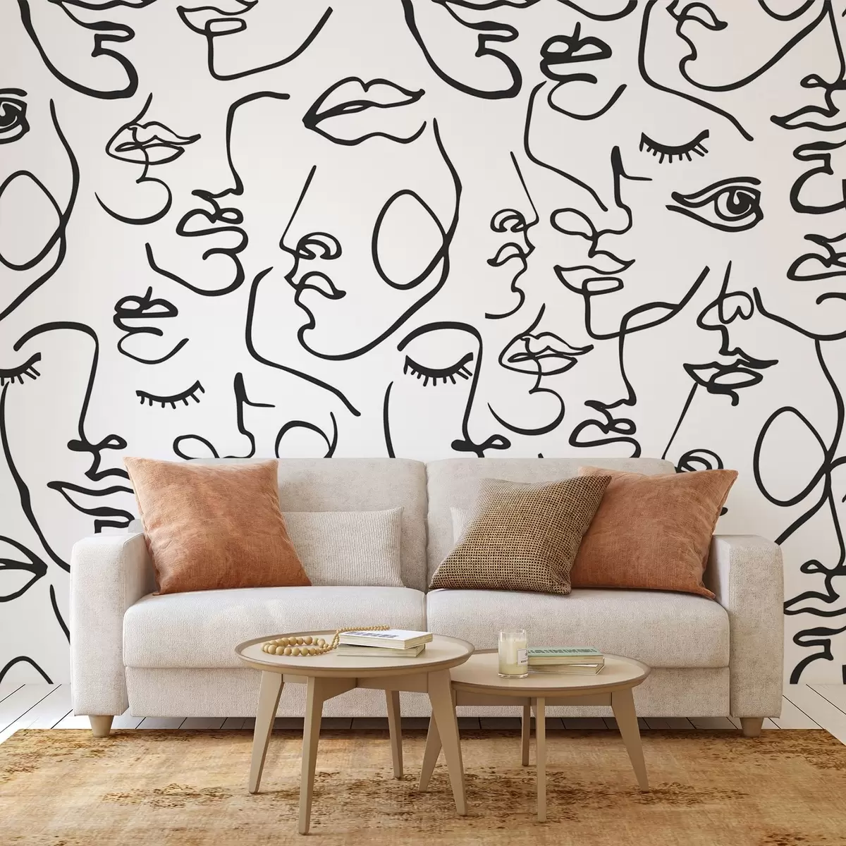 wall murals Abstract faces black color w04121