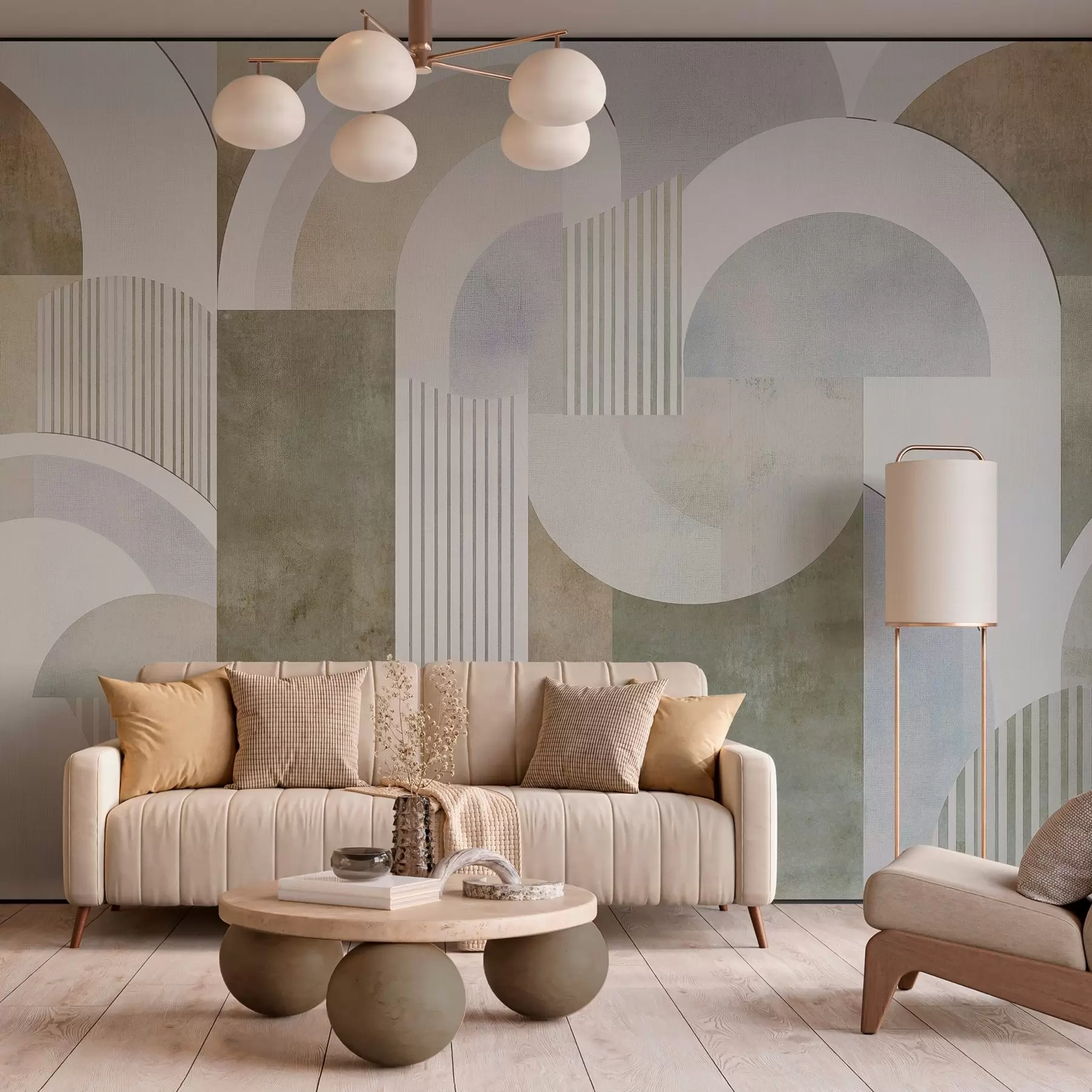 wall murals Art deco style abstract geometry with a retro effect w04079