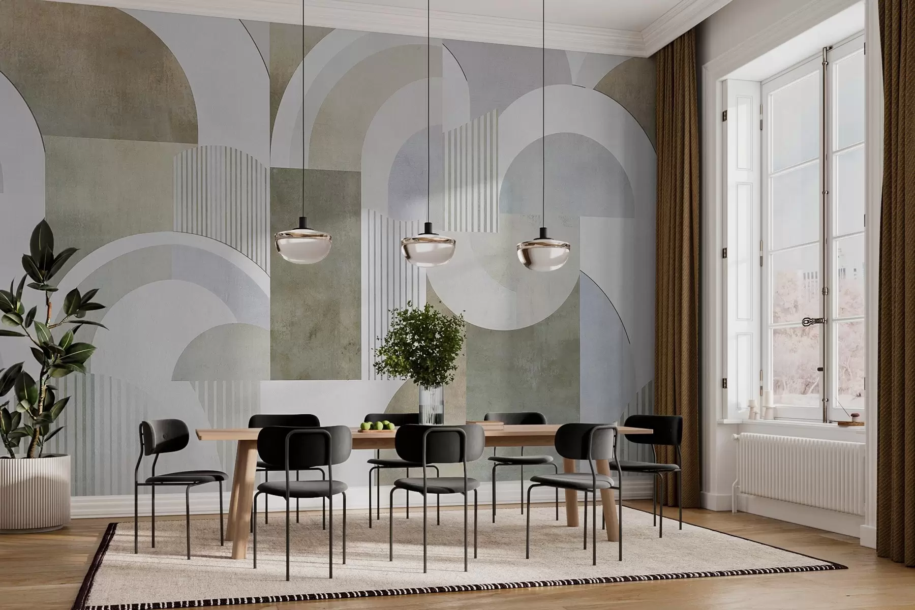 wall murals Art deco style abstract geometry with a retro effect w04079