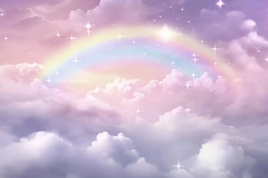 wall murals Rainbow in the clouds w04146