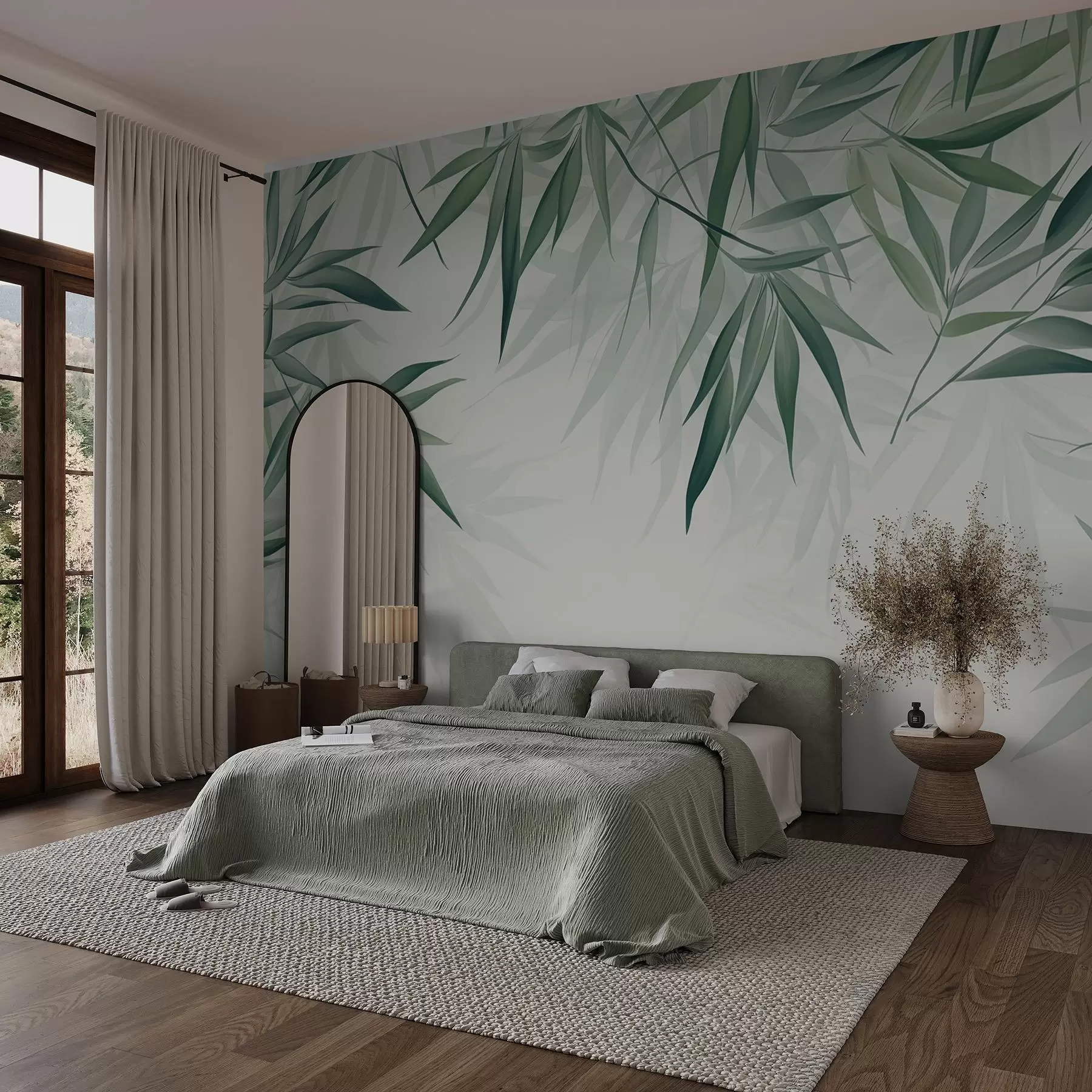 wall murals Bamboo leaves w04147