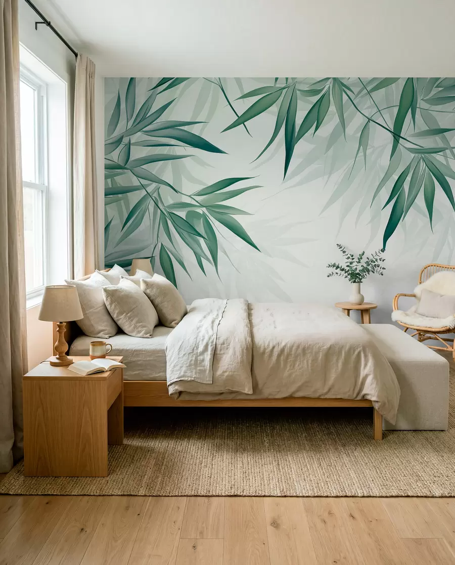 wall murals Bamboo leaves w04147