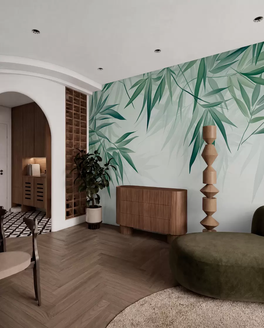 wall murals Bamboo leaves w04147