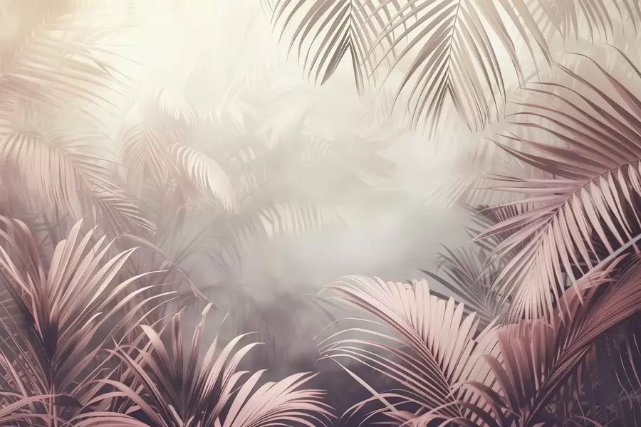 wall murals tropical jungle with a pink tint w04142