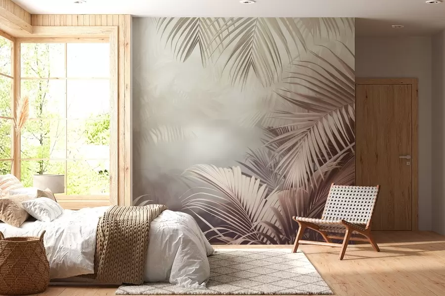 wall murals tropical jungle with a neutral shade w04142v1