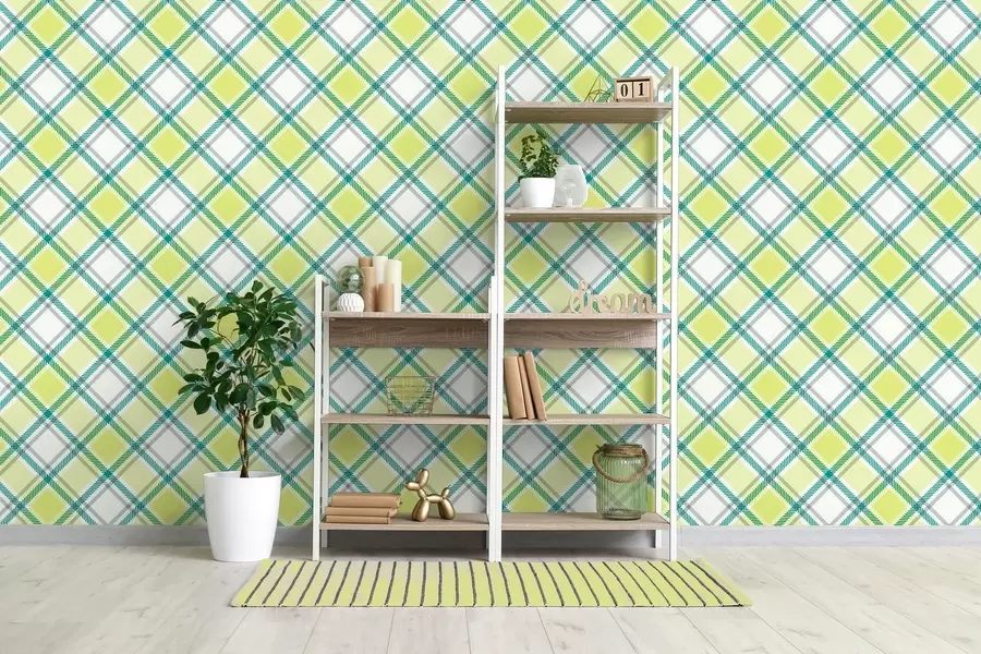 wall murals checkered pattern in yellow tones w04167v1