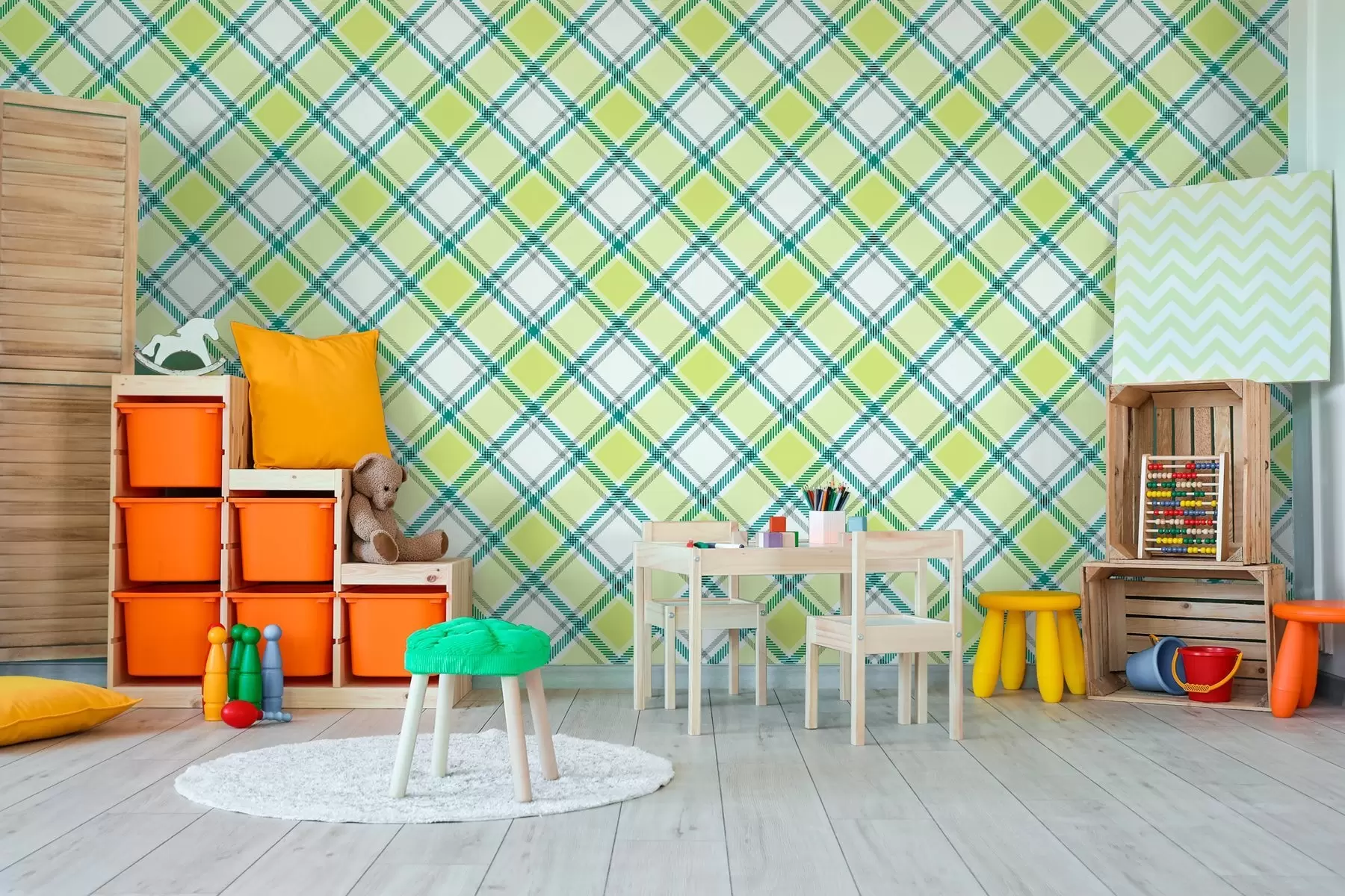 wall murals checkered pattern in yellow tones w04167v1