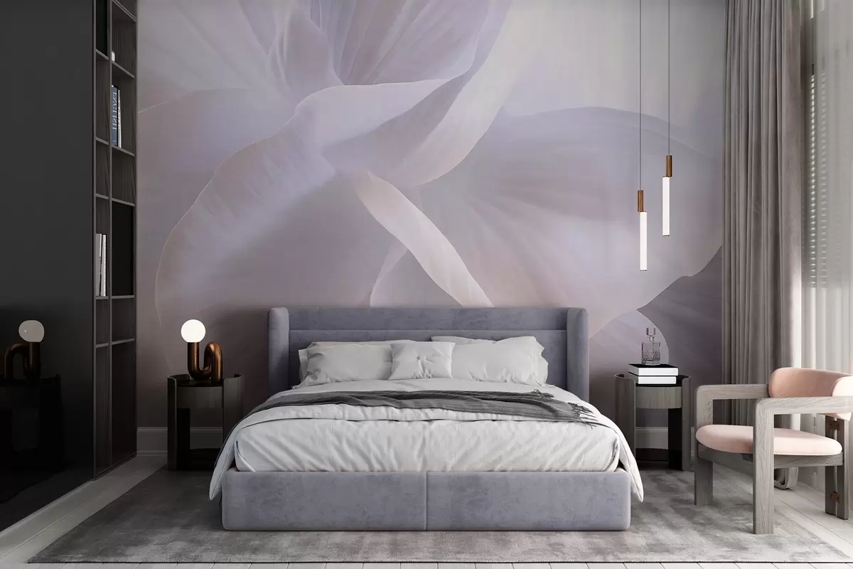 wall murals Abstract textured flower with delicate petals, soft lighting, elegant composition, minimalist aesthetic w09211