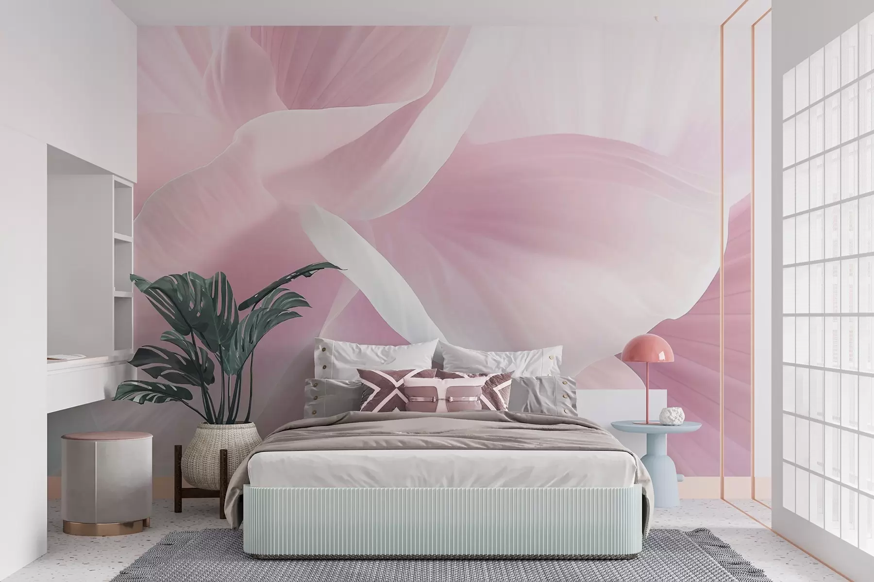 wall murals Abstract textured flower with delicate petals, soft lighting, elegant composition, minimalist aesthetic w09211v1