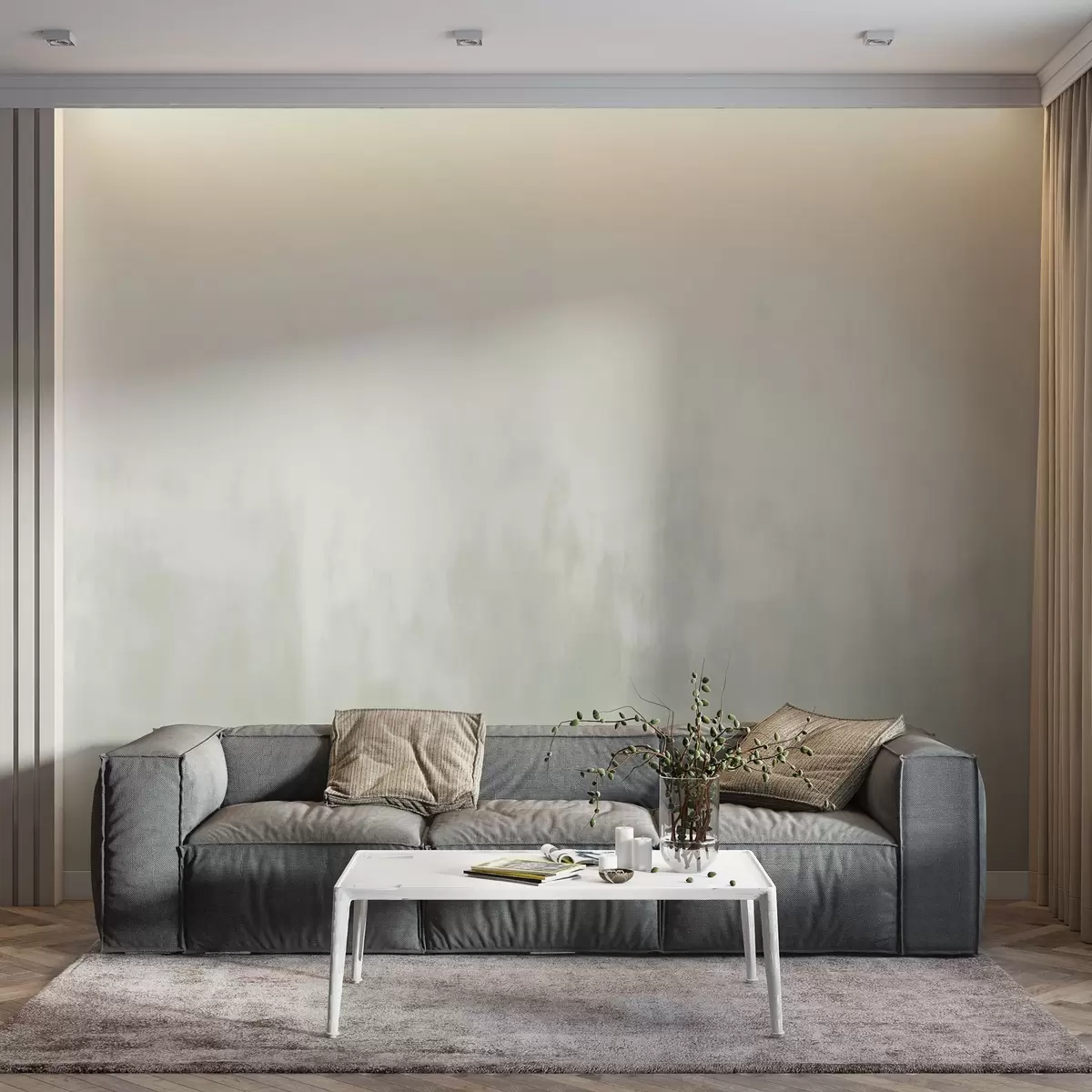 wall murals Watercolor gradient in gray-beige tones, minimalism w04156