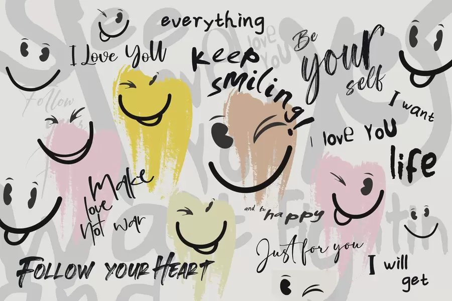 wall murals Emoticons and inscriptions w04174
