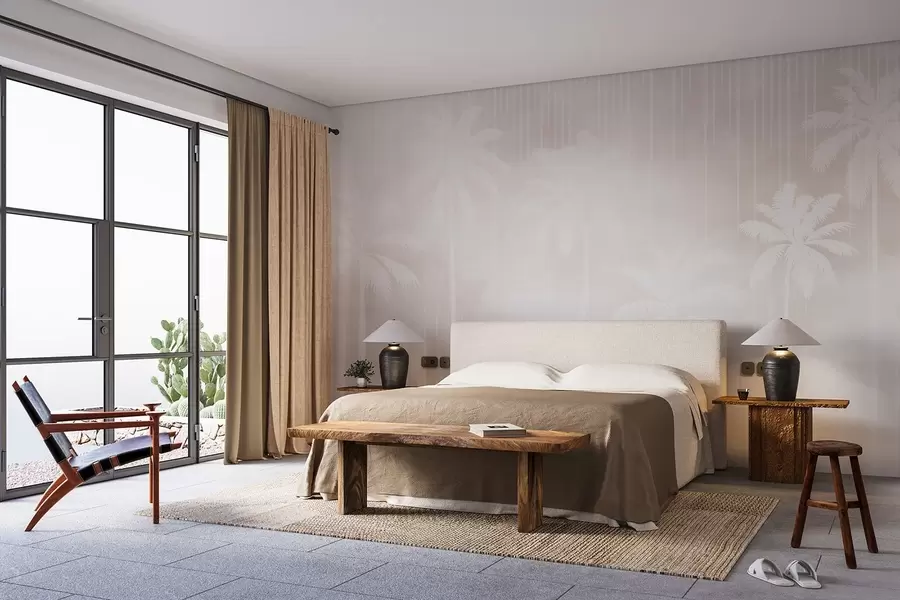 wall murals Fog with palm trees w04180v2