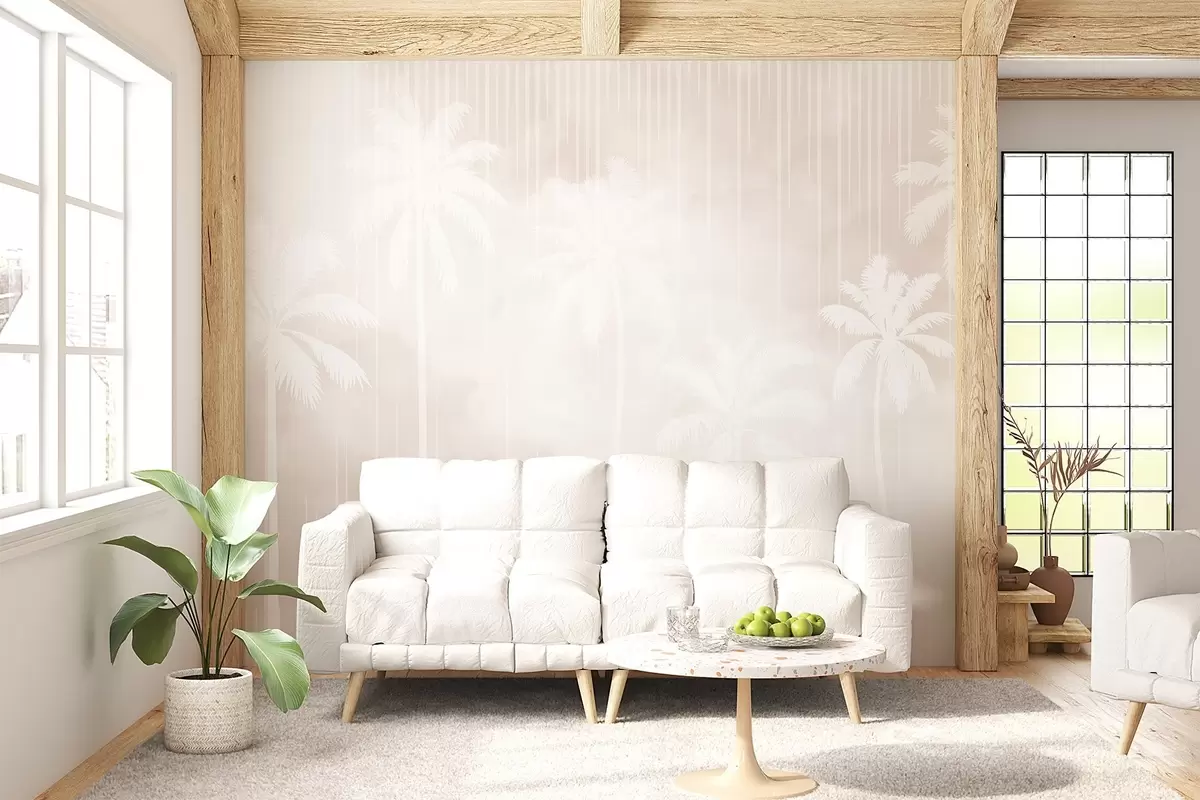 wall murals Fog with palm trees w04180v2